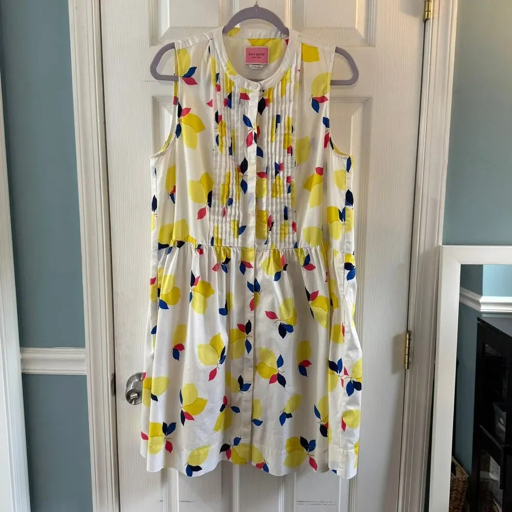 Kate Spade New York XL Lemon Print Sleeveless Cotton Blend Dress